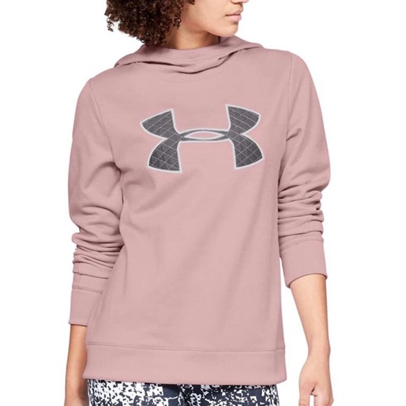 Under Armour Tops - Under Armour Pink Fleece Logo Hoodie Sweatshirt